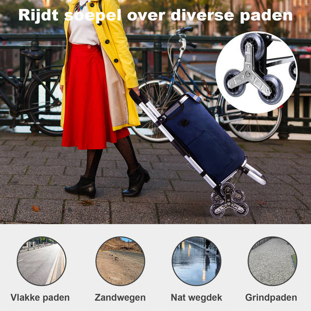 Packaway Boodschappentrolley met 6 wielen voor trappen - 40L - boodschappenwagen - steekwagen functie - BLAUW