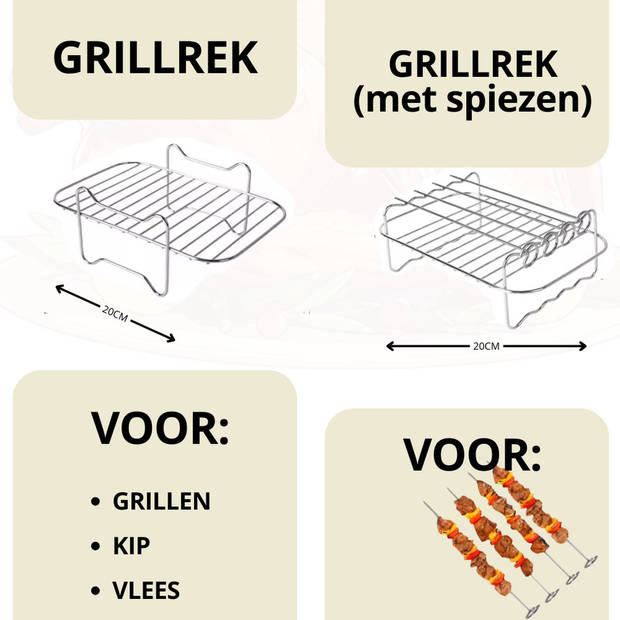 Keukenvrien Accessoires voor heteluchtfriteuse - Airfryer Accessoires - Geschikt voor o.a. Ninja airfryer- Complete Set