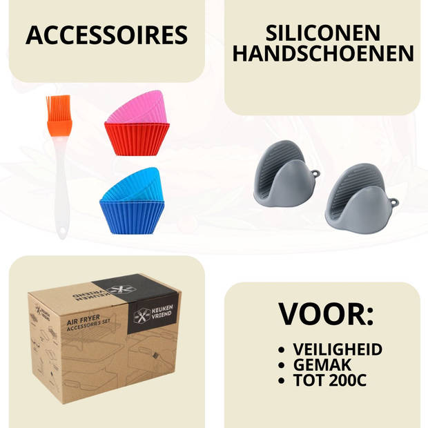 Keukenvrien Accessoires voor heteluchtfriteuse - Airfryer Accessoires - Geschikt voor o.a. Ninja airfryer- Complete Set