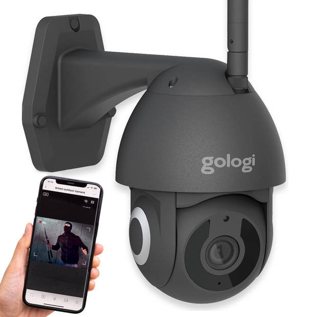 Gologi Superior Outdoorcamera - Nachtzicht - Beveiligingscamera - 3MP - Met wifi en app - Met 32GB SD-kaart - Zwart