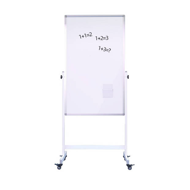 Verrijdbaar whiteboard - Dubbelzijdig - 80x120 cm - Wit frame