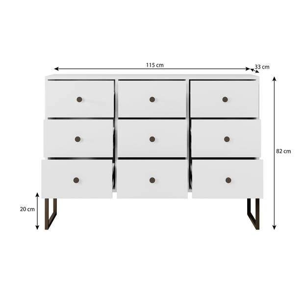 Meubella Ladekast Lyndall - Wit - 115 cm