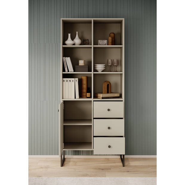 Meubella Boekenkast Lyndall - Beige - 77 cm