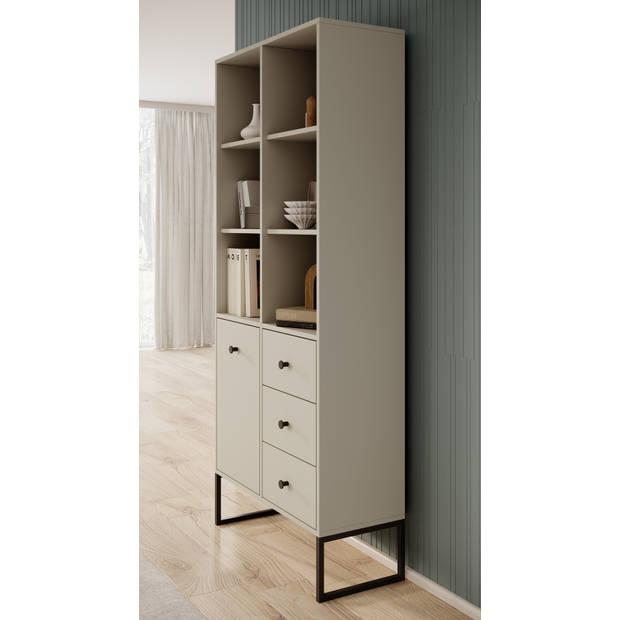 Meubella Boekenkast Lyndall - Beige - 77 cm