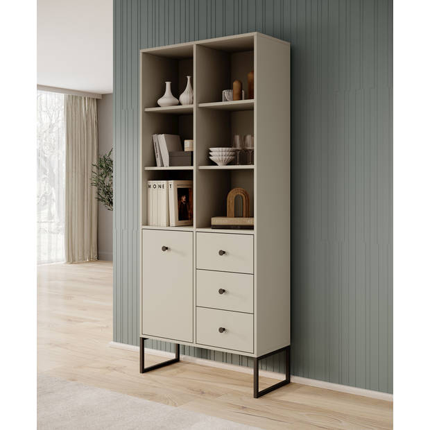 Meubella Boekenkast Lyndall - Beige - 77 cm