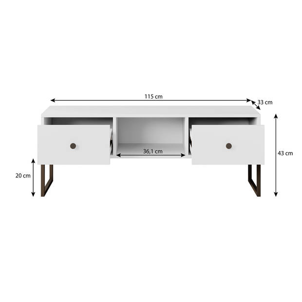 Meubella TV-Meubel Lyndall - Wit - 115 cm