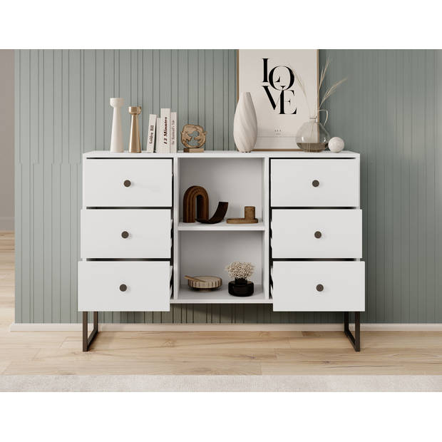 Meubella Dressoir Lyndall - Wit - 115 cm