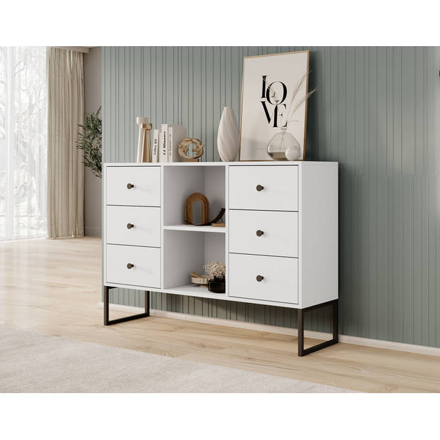 Meubella Dressoir Lyndall - Wit - 115 cm