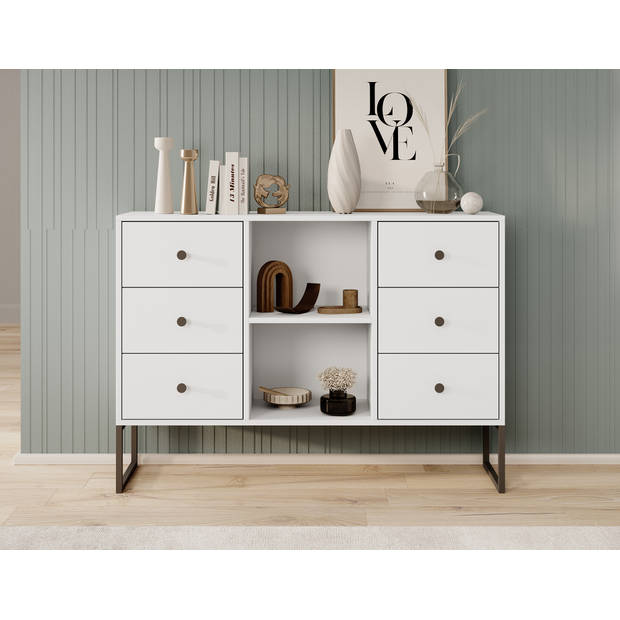 Meubella Dressoir Lyndall - Wit - 115 cm