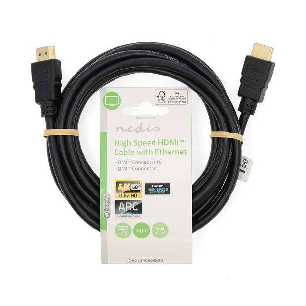 Nedis High Speed ??HDMI-Kabel met Ethernet - CVGL34060BK30