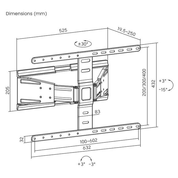 Nedis Draai- en Kantelbare TV-Muurbeugel - TVWM5560BK - Zwart