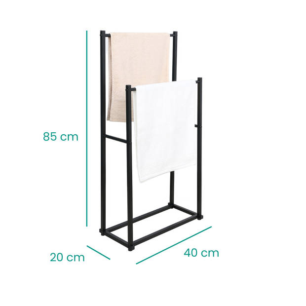 Niceey Handdoekrek - 2 Armen - Metaal - Zwart