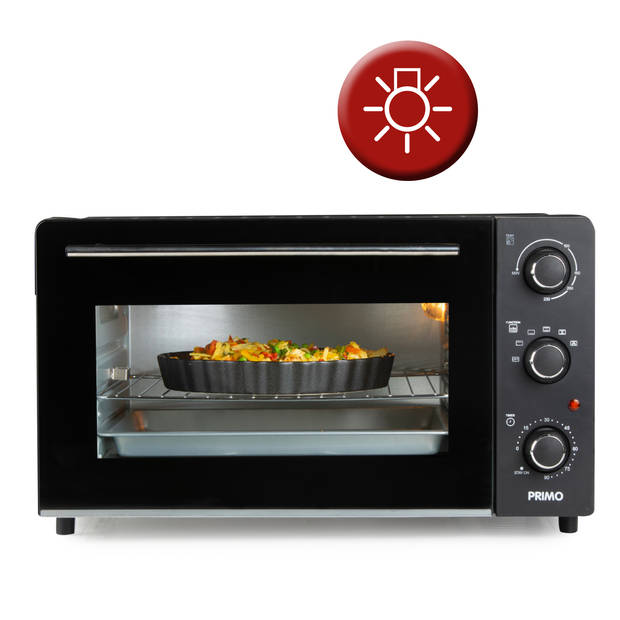 PRIMO PR255OV Vrijstaande Oven - Heteluchtoven met Grillfunctie - 45L - 2000W - Zwart