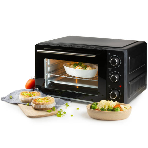 PRIMO PR254OV Vrijstaande Oven - Heteluchtoven met Grillfunctie - 28L - 1500W - Zwart