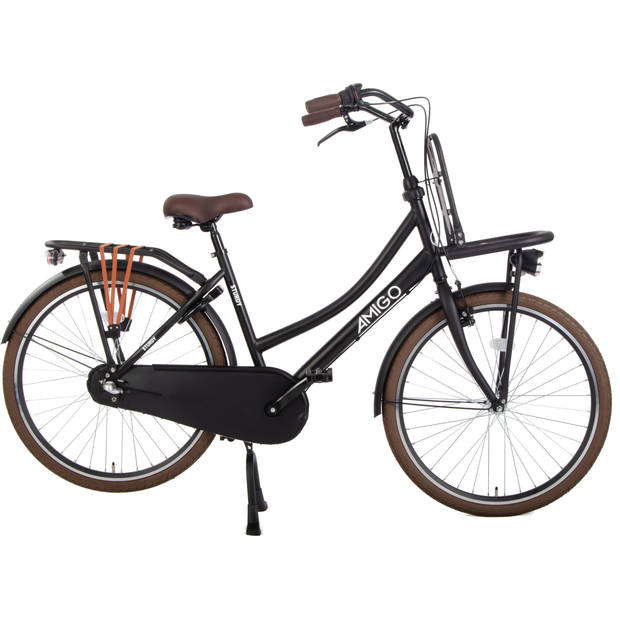 AMIGO Transportfiets dames Sturdy 26 Inch 46 cm Meisjes 3V Terugtraprem Matzwart