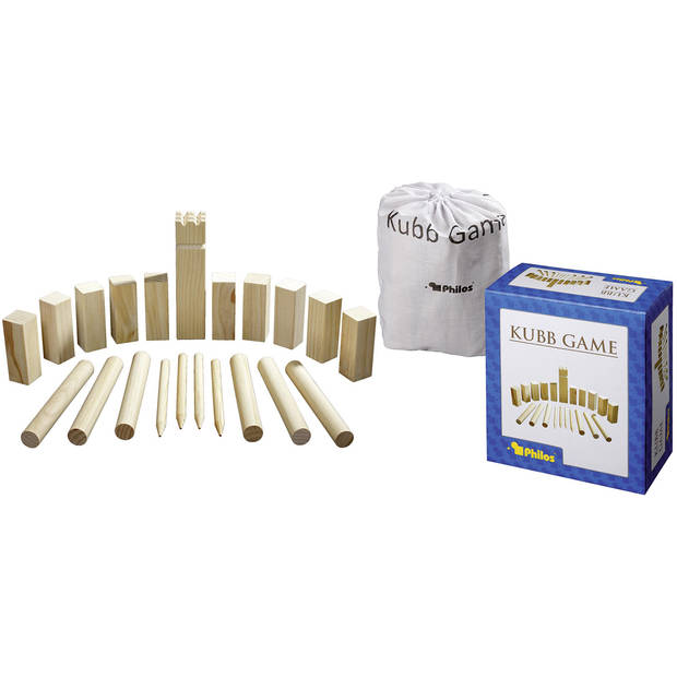 Philos Dennenhouten Kubb spel original 31x28cm