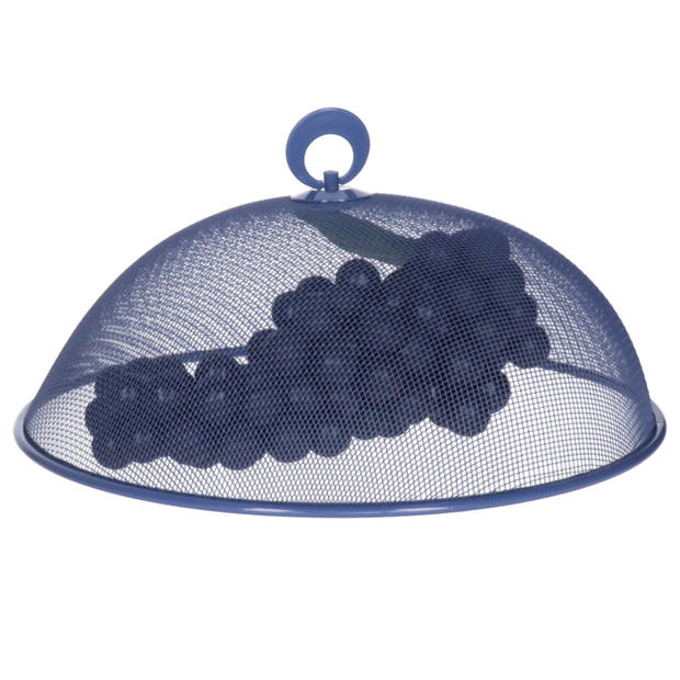 Alpina Vliegenkap/voedselkap - blauw - D30 x H15 cm - buiten eten - anti insecten - metaal - ongedierte - vliegenkap