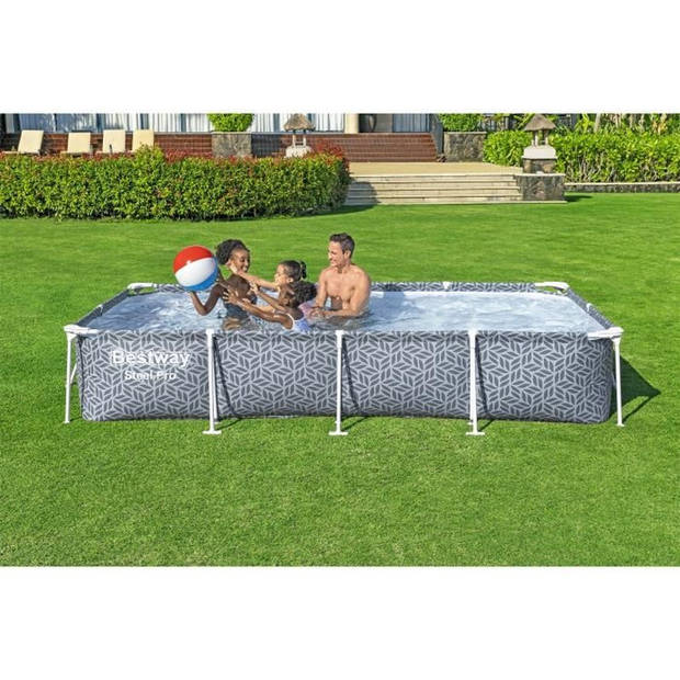 BESTWAY buisvormige bovengrondse zwembadset - Steel Pro™ - 366 x 201 x 66 cm - Rechthoekig (inclusief patroonreiniger)