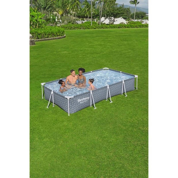 BESTWAY buisvormige bovengrondse zwembadset - Steel Pro™ - 366 x 201 x 66 cm - Rechthoekig (inclusief patroonreiniger)
