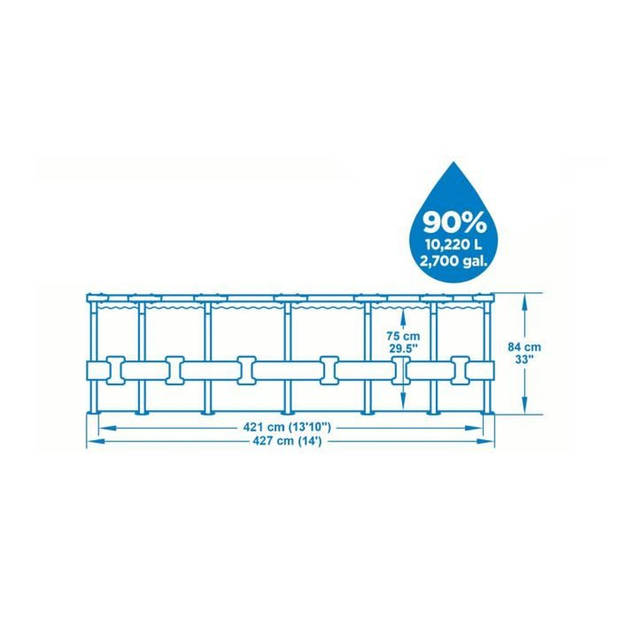 BESTWAY Steel Pro Max bovengronds zwembad - buisvormig - 427 x 84 cm - 2006 L/H patroonreiniger