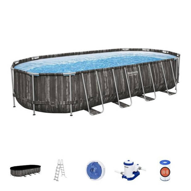 BESTWAY Kit voor bovengronds buisvormig zwembad - Power Steel - 732 x 366 x 132 cm - Ovaal