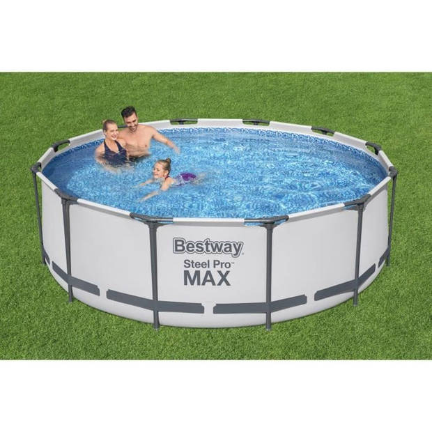 BESTWAY Steel Pro Max buisvormig bovengronds zwembad 366x100 cm patroonreiniger 2006 L / H schaal