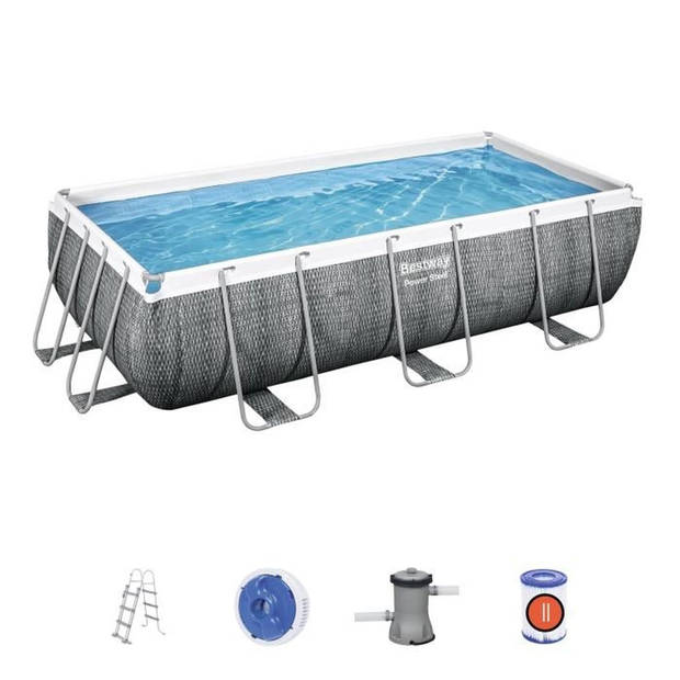 Buisvormig bovengronds zwembad - BESTWAY Power Steel Ratán - 404x201x100 cm - Cartridge Purifier 2006 L/H Scale