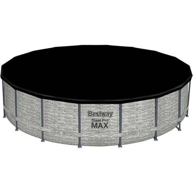 BESTWAY Steel Pro Max bovengronds zwembad - Grijs steenpatroon, 549 x 122 cm, FrameLink-systeem