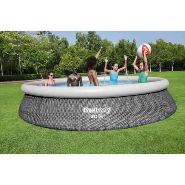 BESTWAY zelfdragende bovengrondse zwembadkit - Fast Set - 457 x 84 cm - Rond (Geleverd met een pomp en filterpatroon)