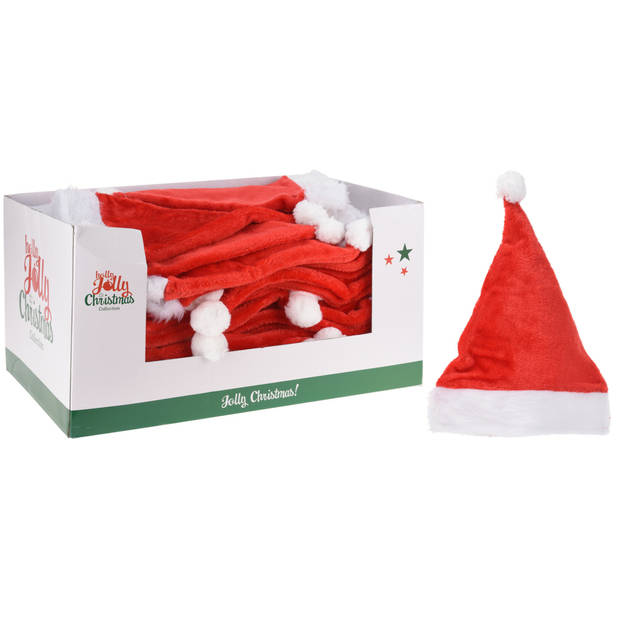 Kerstmuts luxe pluche rood wit - 44 x 30 x 4 cm