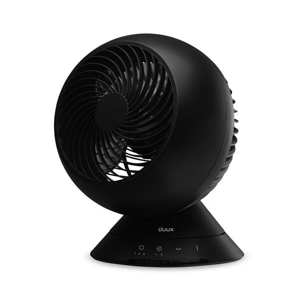 Duux Globe Tafelventilator Zwart - Stille Ventilator 13dB - 3 snelheden - Horziontaal + Verticaal draaien