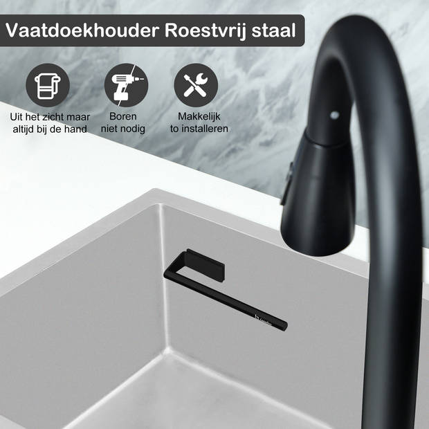 Dooki® Vaatdoekhouder Magnetisch RVS Zwart