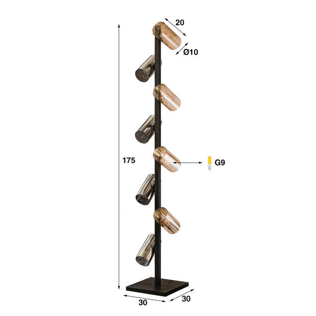 Giga Meubel - Vloerlamp Gemixt Glas - 8-Lichts - 30x30x175cm