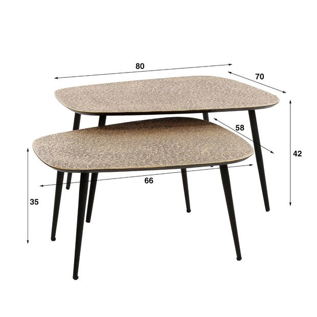 Giga Meubel - Salontafel Organisch - Metaal Brons - 80x70x35cm