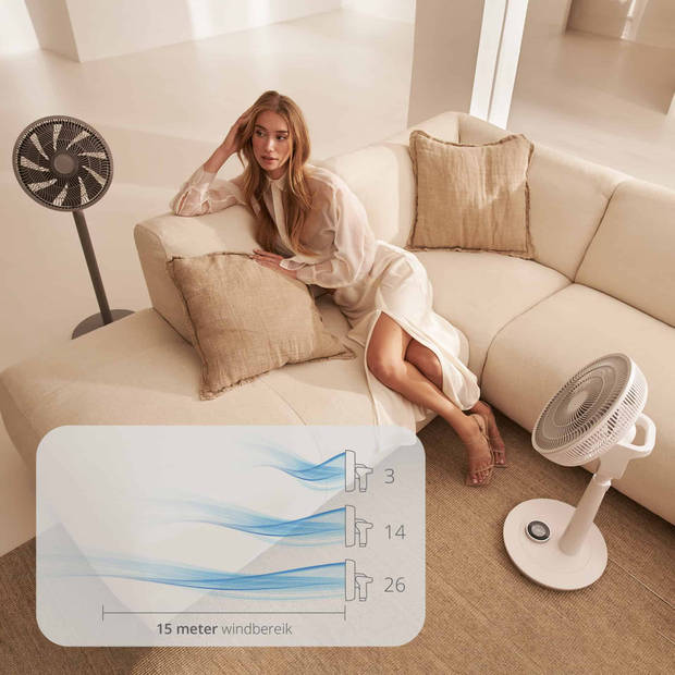 Duux Whisper 2 Statiefventilator - Zuinige Ventilator met 26 snelheden,Timer en Nachtmodus - Wit