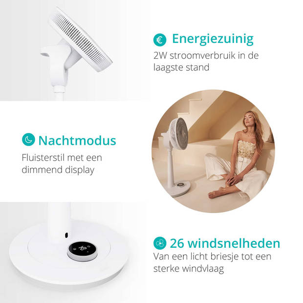 Duux Whisper 2 Statiefventilator - Zuinige Ventilator met 26 snelheden,Timer en Nachtmodus - Wit