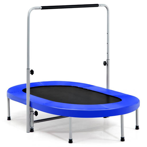 Costway XL Dubbele Fitness Trampoline voor 2 personen - 150 kg belasting - 154 x 89 x 92-132 cm - Blauw