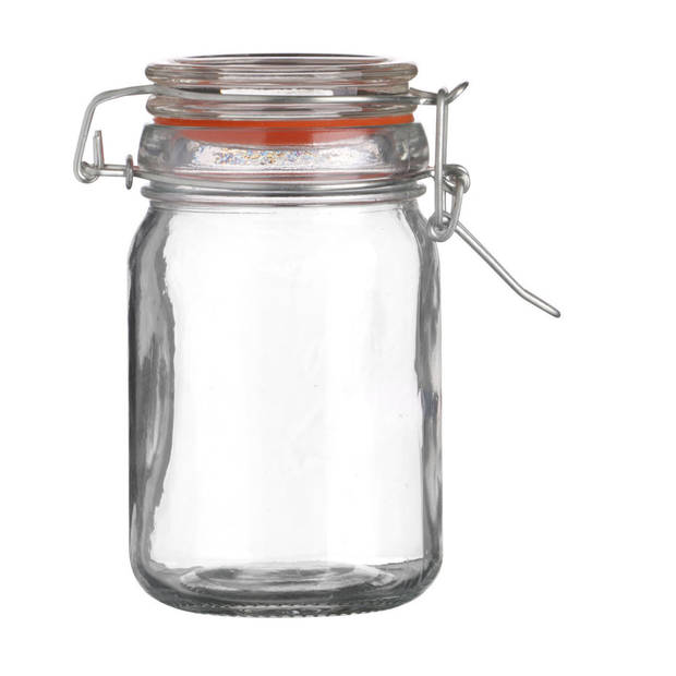 Urban Living Voorraadpot/bewaarpot - 2x - 250 ml - glas - met beugelsluiting - D7 x H12 cm - Voorraadpot