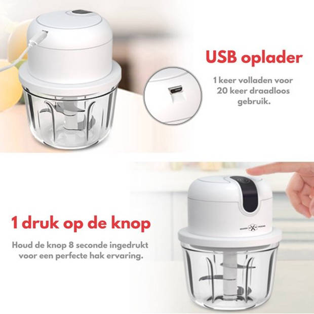 (Draadloos) Food Processor - 350ML - Hakmolen elektrisch - Vaatwasbestendig - USB oplaadbaar - Mini Portable Chopper