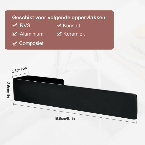 Dooki® Vaatdoekhouder RVS Plakstrip Zwart