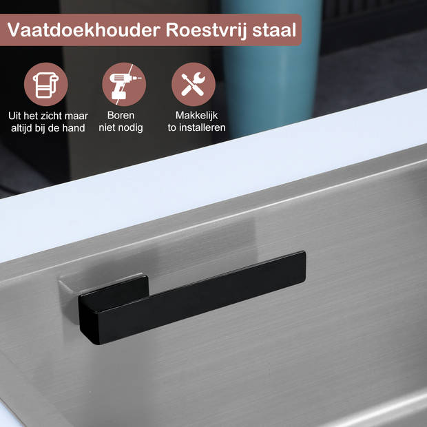 Dooki® Vaatdoekhouder RVS Plakstrip Zwart