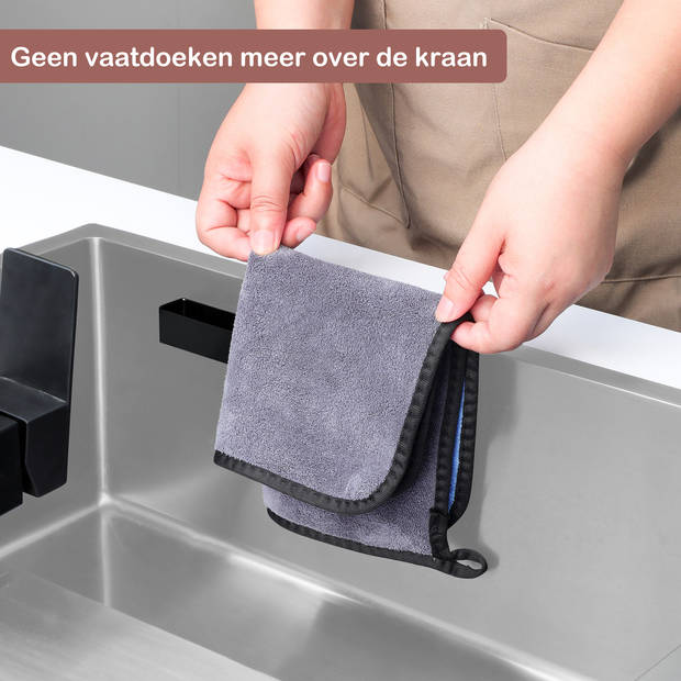 Dooki® Vaatdoekhouder RVS Plakstrip Zwart