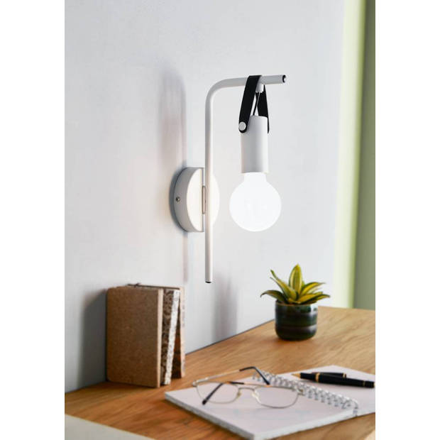 EGLO Apricale Wandlamp - E27 - Staal;Leer - Zwart;Grijs