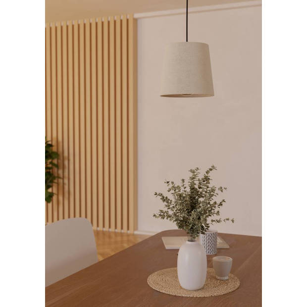 EGLO Febres Hanglamp - E27 - Staal;Textiel - Zwart;Wit