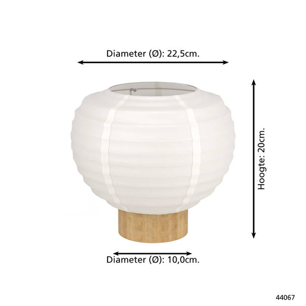 EGLO Summerhill Tafellamp - E27 - Papier;Staal - Wit;Bruin