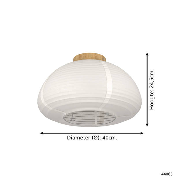 EGLO Summerhill Plafonnière - E27 - Papier;Staal - Wit;Bruin