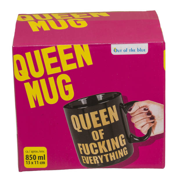 XL Koffie mok/beker - Queen of fucking evertything - keramiek - 850 ml - Bekers