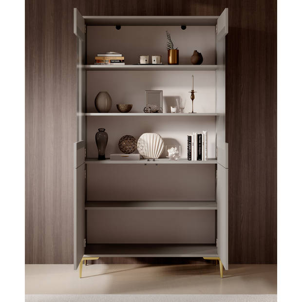 Meubella Vitrinekast Five - Beige - 103 cm