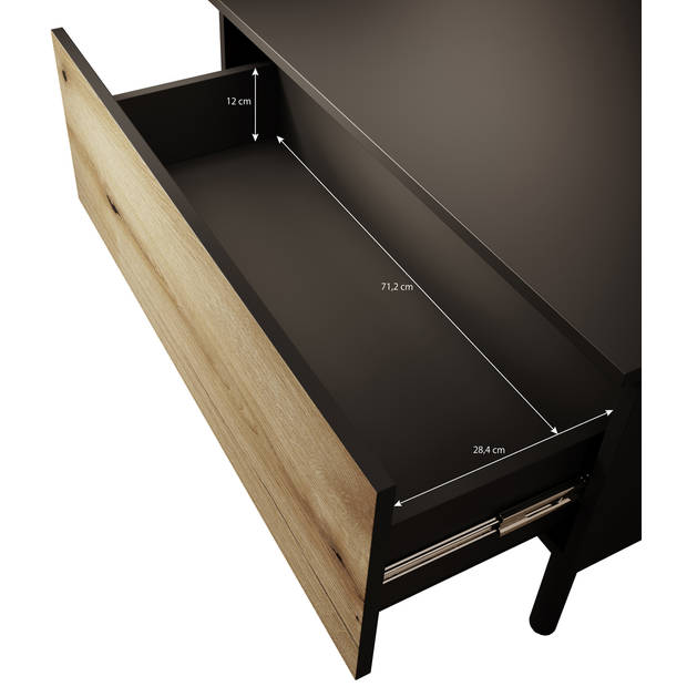 Meubella Salontafel Ludwig - Zwart - Eiken - 80 cm