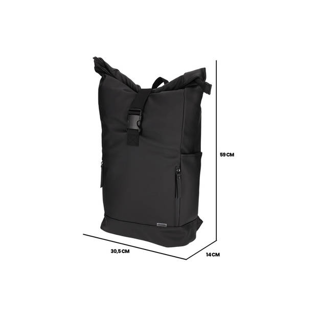 Nörlander Rolltop fietsrugzak 25L - Vegan Dull PU - 30,5 x 14 x 59 cm - Zwart